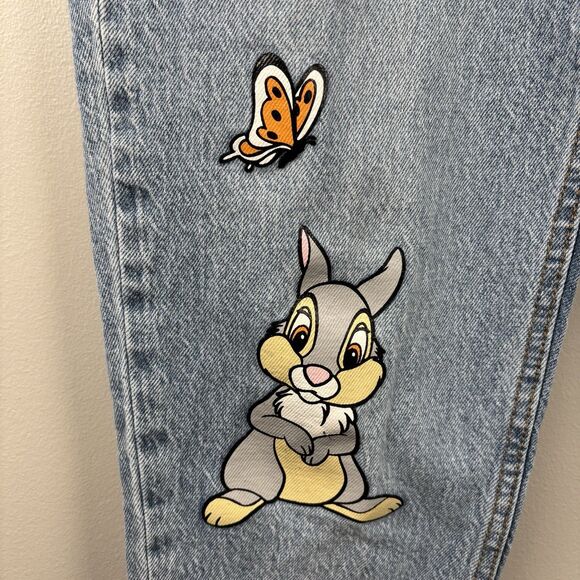 DISNEY Bambi Thumper Jeans High Rise Mom Stretch 29 Denim Womens Size 9 - Picture 3 of 13